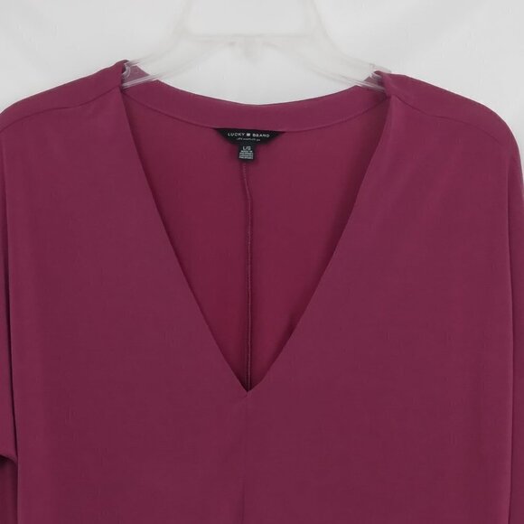 Lucky Brand | Plum Lightweight V-Neck Stretch Pullover Top | Size L - Picture 2 of 8